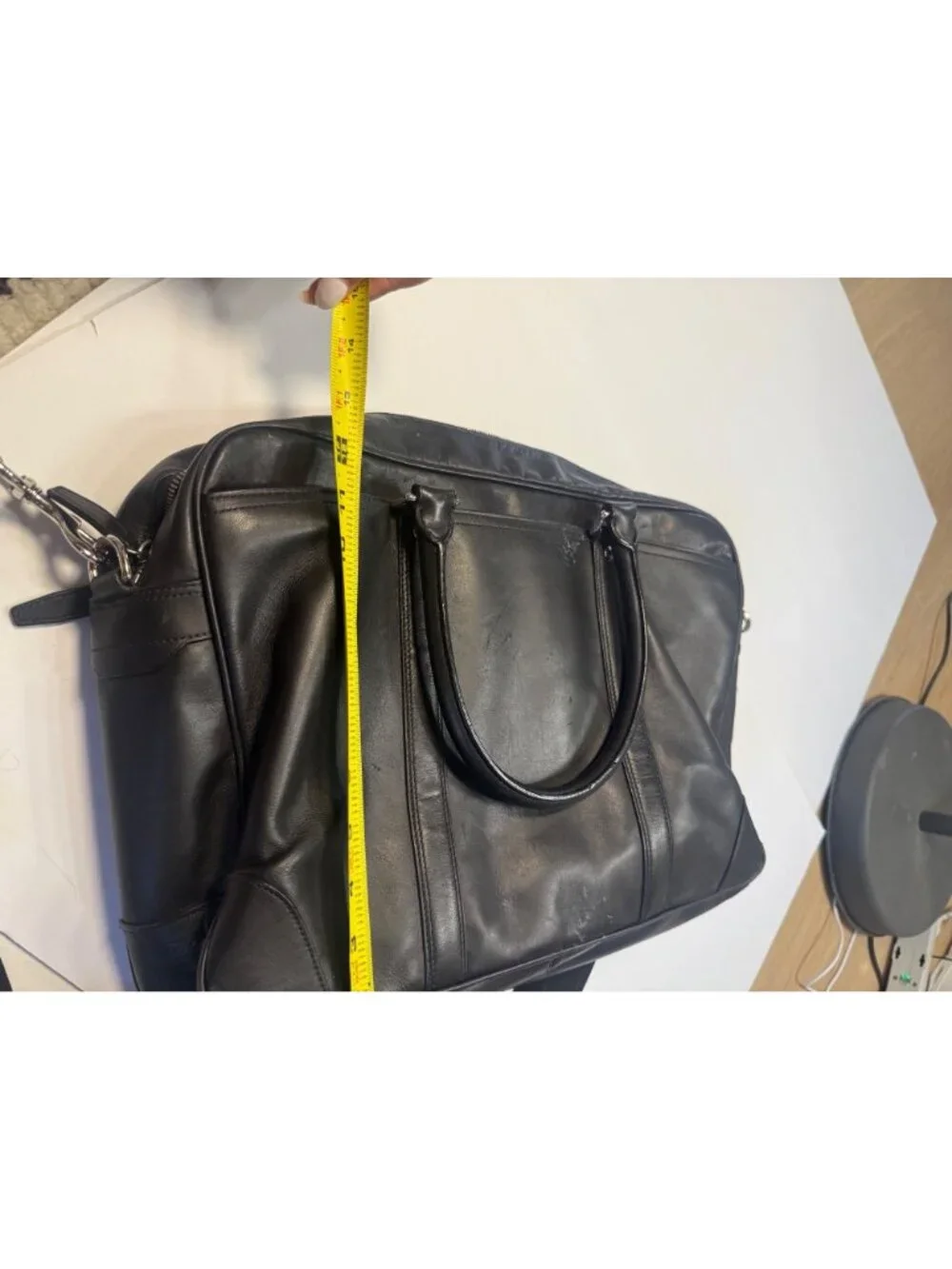 Coach Black Leather Laptop Briefcas Adjustable Strap Work Travel 16